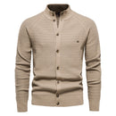 Knitted Mens Cardigan Cotton High Quality Button Mock Neck Sweater for Men New Winter Designer Cardigans Men