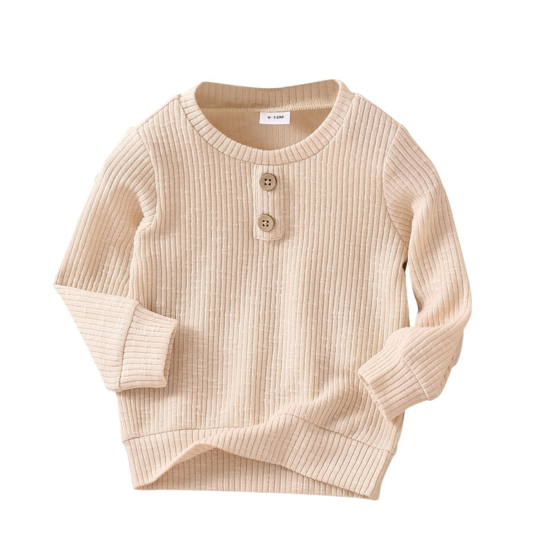 Toddler Boy Casual Solid Ribbed Long-sleeve for Henley Shirt