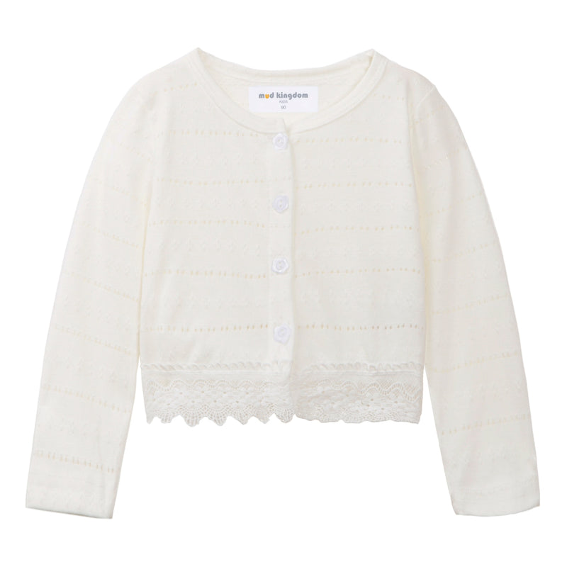 Little Girls Long Sleeve Bolero Shrug Lace Short Cardigan for Baby Girl Knitted Coat Thin Lace Solid Plain