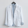 Autumn Casual Blazer Men Solid Suits Jackets Pure Linen Breathable Turn-down Collar Outerwear