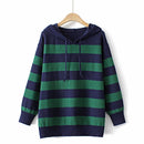 Sweater Women Winter Clothing Slim Fit High Stretch Striped Jumper Hooded Long Sleeve Pullover