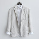 Autumn Casual Blazer Men Solid Suits Jackets Pure Linen Breathable Turn-down Collar Outerwear