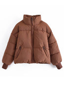 Woolen Coat Parkas Solid Casual New Stand Neck Long Sleeve Women zippers Spring Winter