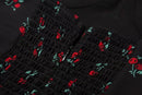 France Sexy Spaghetti Forking Party Dress Indie Folk vintage Cherry Suspender Dress Women