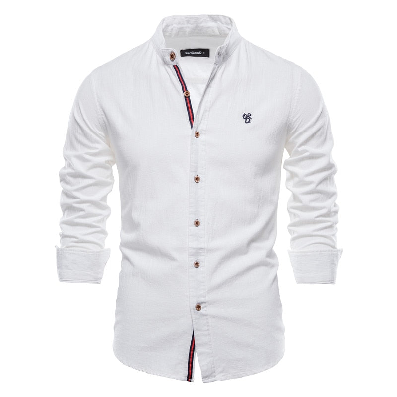 Spring Cotton Social Shirt Men Solid Long Sleeve Shirt for Men Lapel Casual Social Men Shirts