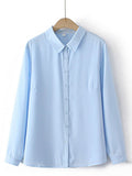 White Shirt For Women Solid Tops Brief Long Sleeve Double Layer Chiffon Loose Blouses Autumn
