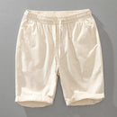 Summer Men Cotton Linen Shorts Solid Flexible Waist Simple Casual Loose Half Length Thin Popular Short Pants
