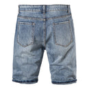 Spliced Short Jeans Men Casual Streetwear Mid Waist Cotton Blue Denim Shorts for Men Summer Shorts for Men