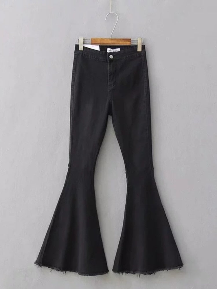 Spring and winter high waist flare bottoms denim slim jeans female full length pants female