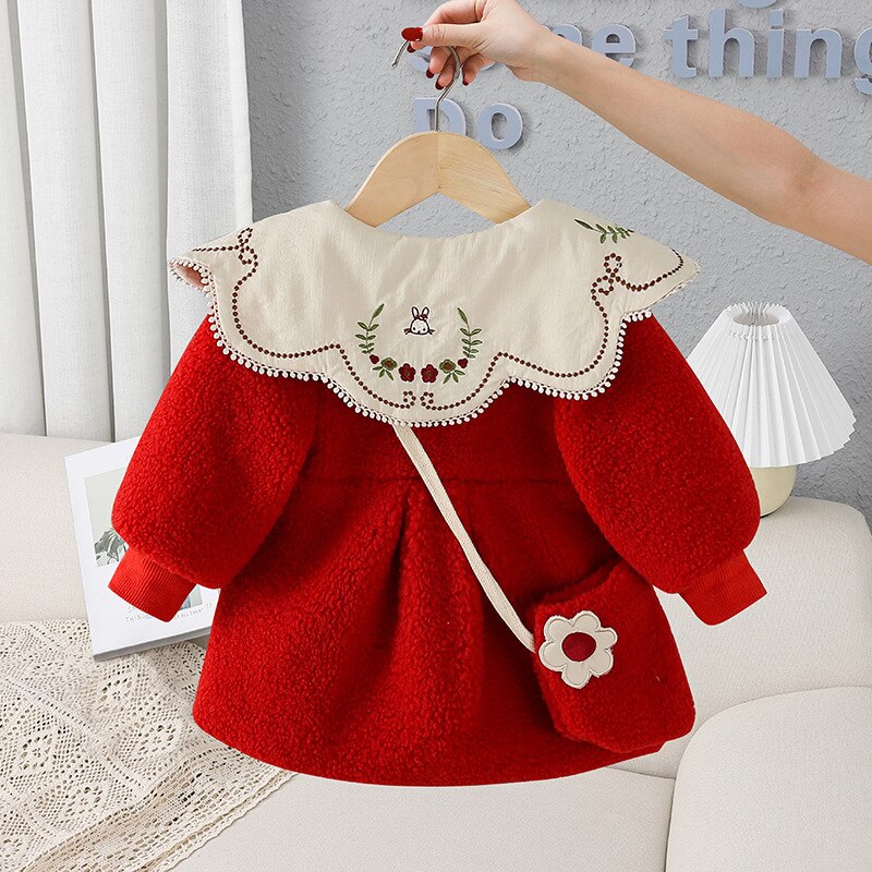 Autumn and Winter Children Clothing Baby Girls Outerwear Casual Plus Velvet Thicken Infant Long-sleeve Coats Kids Clothes