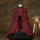 Kids Prom Luxury Dresses Girls Elegant Ball Gowns Teenagers Evening Party Red Vintage Dress Girl Formal Long Dresses