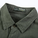 Casual Cotton Men Shirts Solid Stand Collar Pocket Button Up Shirts for Men Long Sleeve Shirts Men