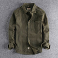 Twill Cotton Cargo Shirt For Men America Style Simple Casual Loose Overalls Blouse Pocket Long Sleeve Vintage Versatile Male Top