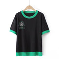 T-Shirt For Women Clothes Ice Silk Knitted Tops Casual Hot Drill Little Monkey Contrast Tee Summer
