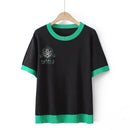 T-Shirt For Women Clothes Ice Silk Knitted Tops Casual Hot Drill Little Monkey Contrast Tee Summer
