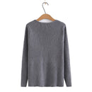 Sweater Ladies Fashion Contrast Splice V-Neck Jumper Women Autumn Winter Basic Style Slim Knitted Pullovers