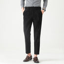 Winter Autumn Men Basic Style Corduroy Pants Solid Simple Business Casual Loose Straight Khaki Trousers Male