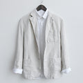 Autumn Casual Blazer Men Solid Suits Jackets Pure Linen Breathable Turn-down Collar Outerwear