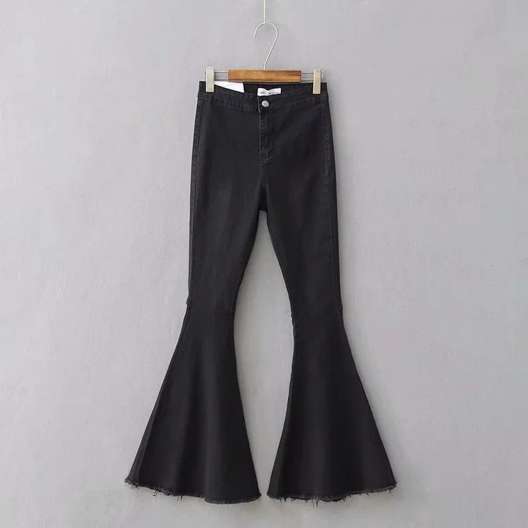 Spring and winter high waist flare bottoms denim slim jeans female full length pants female