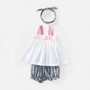 Summer Children Clothing Baby Girl Clothes Kids Suspender Dress Bow-knot Tops Stripe Shorts Two Piece Set Outing Infant Sets