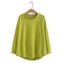 Sweatshirt Women Clothing LOOSE Solid Hoodies Casual Raglan Sleeves Asymmetrical Length Tops Autumn