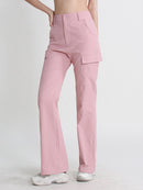 Casual Solid Straight Pants For Women High Waist Patchwork Pockets Minimalist Autumn Trousers Female Clothing