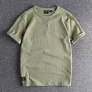 Cotton short sleeved t-shirt men sleeve crimping solid youth half sleeved clothes