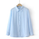Basic Shirt For Women Solid Color Tops Loose Brief Chiffon Long Sleeve Blouses Autumn