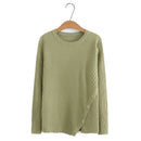 Sweaters Women Autumn Winter O-Neck Slim Jumpers Oblique Button Irregular Split Knitted Pullovers