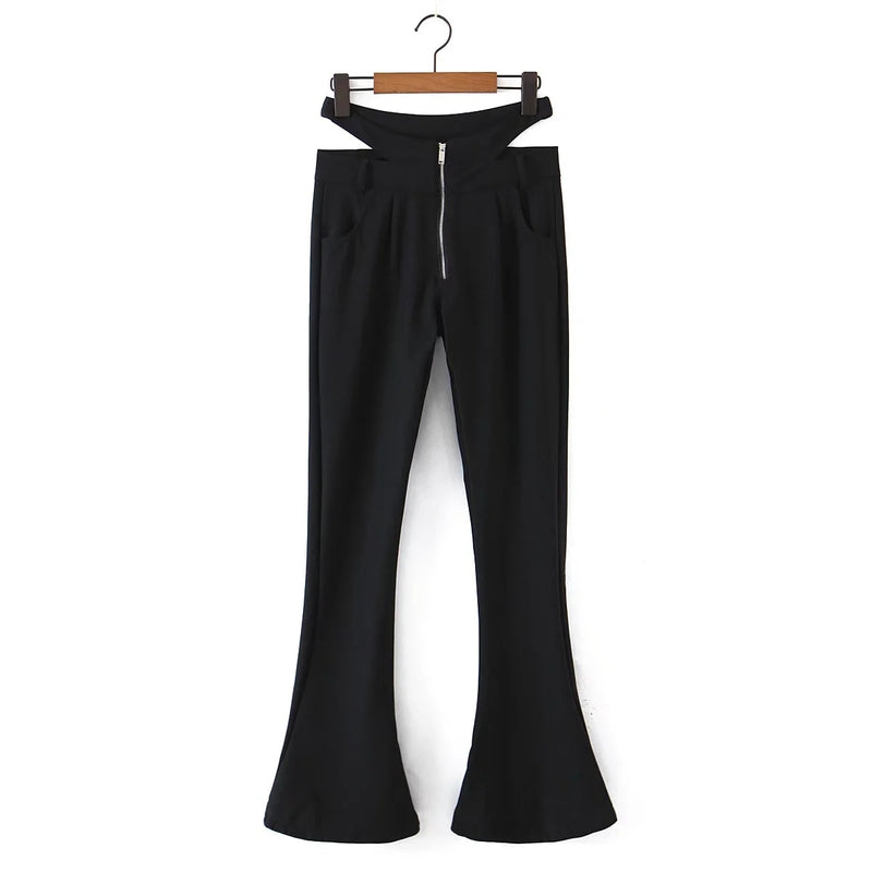 High Street Hollow Out Sexy High Waist Harem Pants Trousers Ins Blogger Slim Pencil Flare Pants Women