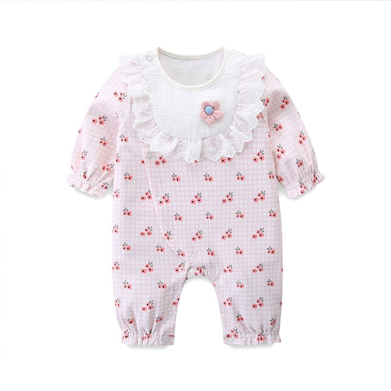 Children Romp Spring and Autumn Children Clothing Infant One-piece Pink Toddler Romp