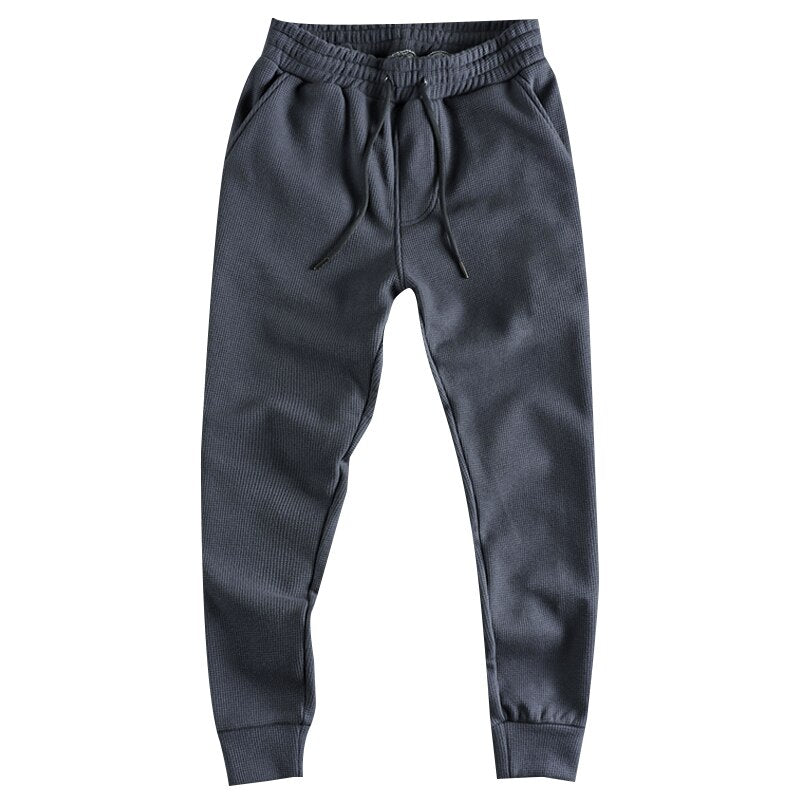 Plush thickened waffle casual pants for men warm youth leggings sports pants