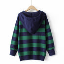 Sweater Women Winter Clothing Slim Fit High Stretch Striped Jumper Hooded Long Sleeve Pullover