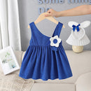 Autumn and Winter Kids Clothing Baby Girl Sets Plus Velvet Infant White Tops Blue Suspenders Dress Suit Children Clothes