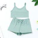 Summer Baby Girls Cotton Top Tees Shorts House Wear Clothes Sets Toddler Kids Mini T-Shirts Sleeper Suit Home Clothes