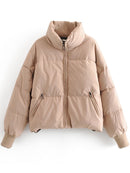Woolen Coat Parkas Solid Casual New Stand Neck Long Sleeve Women zippers Spring Winter