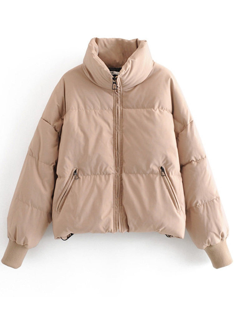Woolen Coat Parkas Solid Casual New Stand Neck Long Sleeve Women zippers Spring Winter