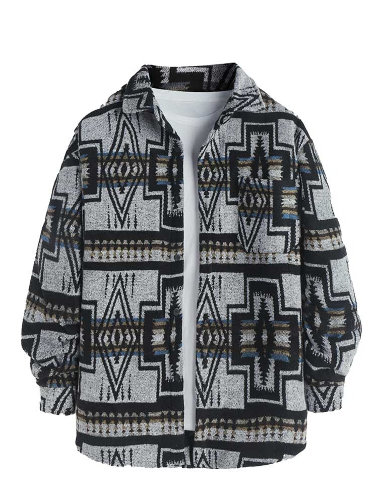 Men Jackets Wool Blend Coats Vintage Jacket Shirt Winter Warm
