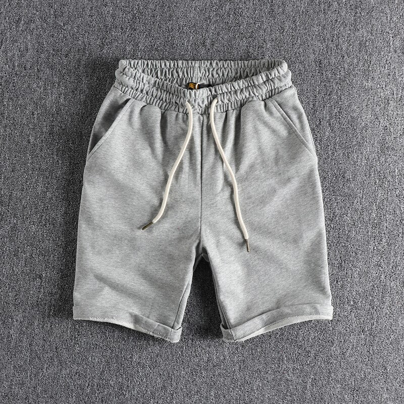 Basic solid casual men shorts, terry comfortable summer sports capris