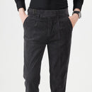 Winter Autumn Men Basic Style Corduroy Pants Solid Simple Business Casual Loose Straight Khaki Trousers Male