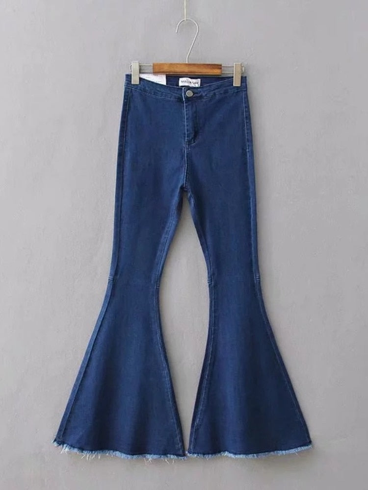 Spring and winter high waist flare bottoms denim slim jeans female full length pants female