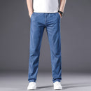 Summer Men Thin Straight Pants Solid Simple Basics Mid Waist Loose Casual Soft Comfortable Trouser Clothes
