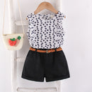 Summer Chiffon Suit 2 Sleeveless Tops Shorts Two Piece Set Women Floral Children Clothing Suit Outfits