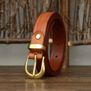 2.4cm Copper Buckle High Quality Genuine Leather Belts for Women Luxury Female Belt For Jeans Simple Strap Waist Belt