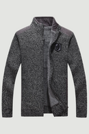 Men Sweaters With Zippers Thick Fleece Warm Black Casual  Winter Men Cardigan Wool