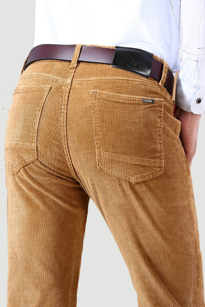 Men Classic Fit Flat Front Pant Casual Mid-Rise Corduroy Trousers Men Black Khaki Brown Summer