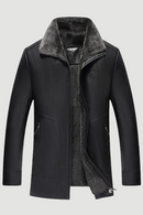 Winter Long Black Fleece Parka Coat Men Leather Jacket Overcoat Plus Velvet Warm Fur Collar PU Casual Brown Outwear Windbreaker