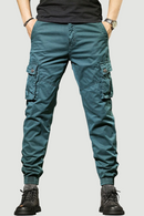 Mens Spring Pants Cotton Slim Cargo Pants Casual Four-color Elastic Worker Male