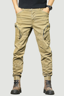Men Cargo Pants Cotton Zipper Pocket Little Feet Overalls Army Military Style Breathable Casual Motion Outdoor On Foot Trousers