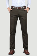 Men Suit Pants Straight Stretch Solid Silk Long Dress Baggy Comfortable Meeting Office Black Blue Trousers